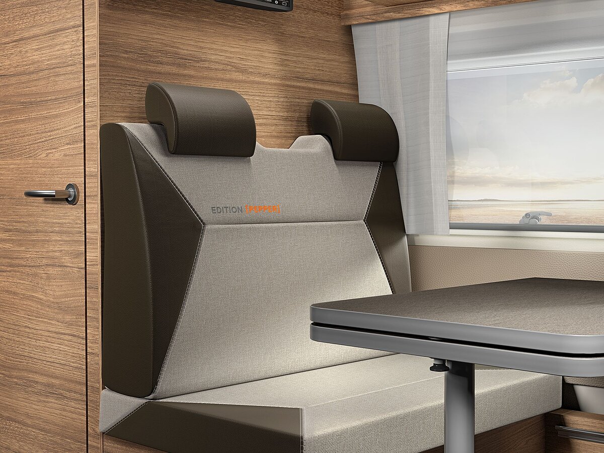 Die Sitzgruppe eines Wohnmobils